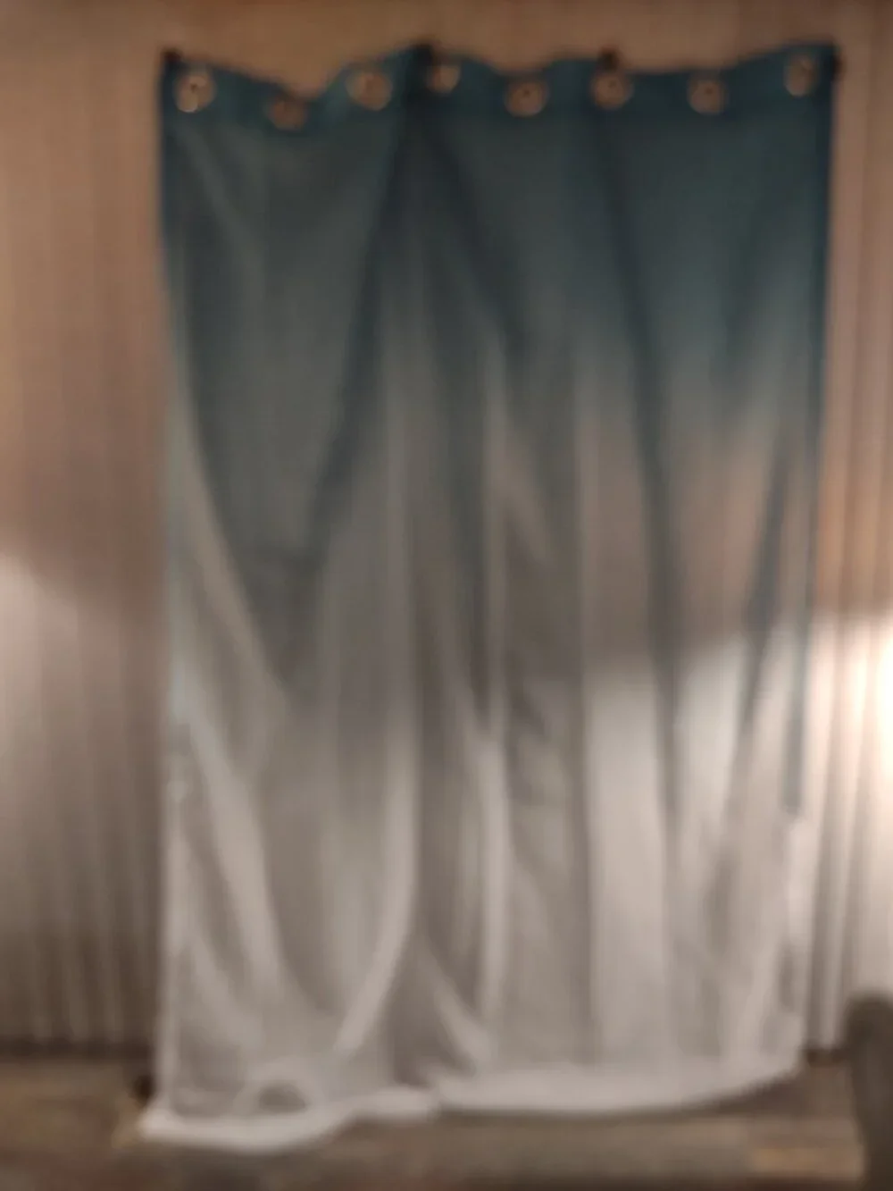 Window Curtains 4 Sheer Panels Aqua & White with Metal Grommets Each=54